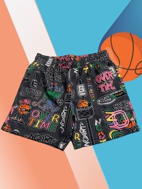 Overtime Youth Basketball Shorts Graffiti Print Mesh Size M
